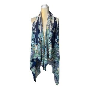 Swim‎ Coverup Sheer Wrap Navy Paisley One Size